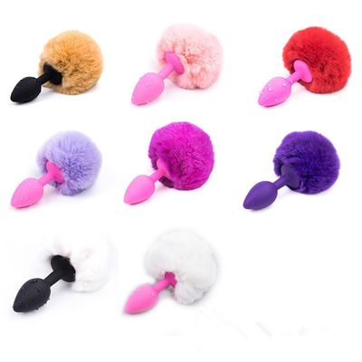 Multicolor Silicone Butt Rabbit Bunny Tail Toy / Anal Sex Toys
