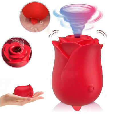 6 Speeds Rose Tongue Flicking Toy For Women Nipple And Clit Suckers