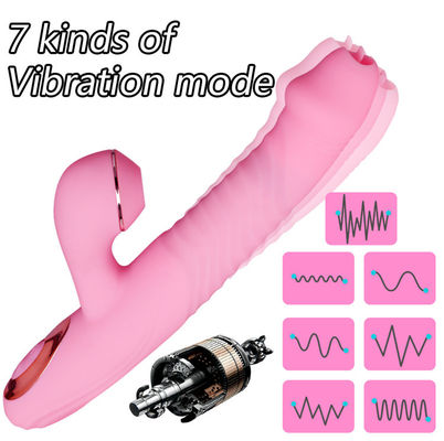 Pink ＜50db Rabbit Vibrator Rabbit Clitoral Stimulator Telescopic Swing Heating