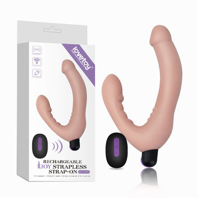 Real Skin Strap On Dong Wireless Remote Control Lovetoy Penis Dildo Vibrator