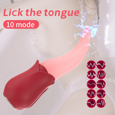 Red G Spot Vibrator With Tongue Licking Nipple Stimulator Vibrator Sex Toys For Women