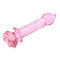 Pink Rose Flower Shape Glass Dildo Anal Sex Toys For Woman