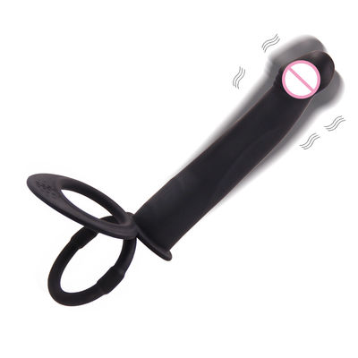 10 speeds Vibrating Double Penetration Strapon Anal Penis Cock Ring