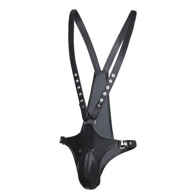 PU leather Black Erotic Bdsm Chastity Panties Sexy Bodysuit