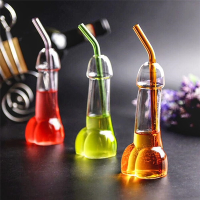 Transparent Glass Cup Glass Anal Plug Glass Dildo Drink Cup 15.5x6CM