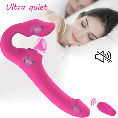 Medical Silicone Strap Ons Sucking Vibrators Skin Friendly Double End Dildo Vibrator