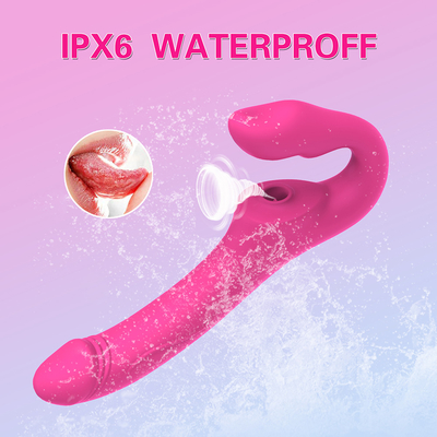 Medical Silicone Strap Ons Sucking Vibrators Skin Friendly Double End Dildo Vibrator