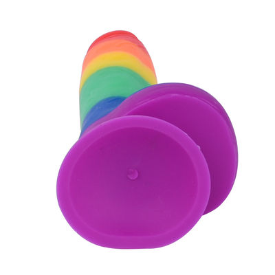 Rainbow 400g L20cm Suction Cup Dildo Faked Penis Sex Toy