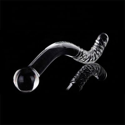 Double Beads Crystal Glass Dildo