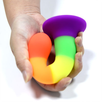 Rainbow Dildo Penis Butt Plug G Spot Stimulation Anal Sex Toys 18*3CM