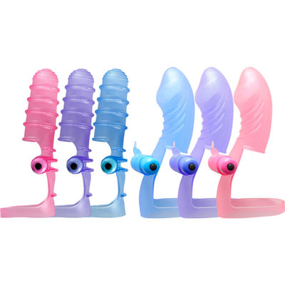 Soft TPE Dia40mm G Spot Finger Sleeve Adult Sex Vibrators Couple Toys