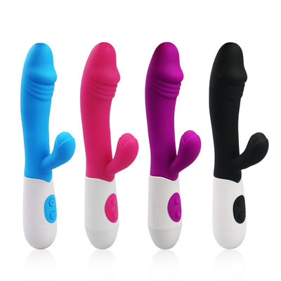 30 Speeds Bunny Rabbit Dildo , Dual Motor Silicone Rabbit Vibrator