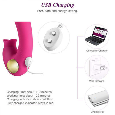 IPX-4 Waterproof  Tongue Licking Dildo Vibrator Womens Sex Toys 2H Duration