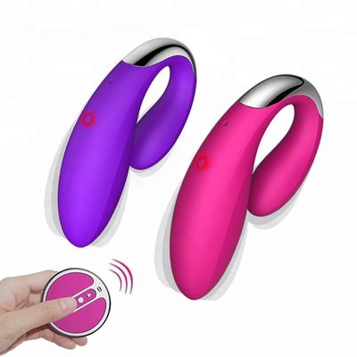 Silicone ABS Wireless Remote  Adult Sex Vibrators / 2 Motors  U Type Vibrator