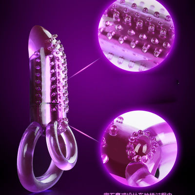 Purple Double Ring Cock Vibrator Strapon Bullet Vibrator Waterproof