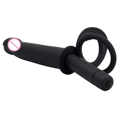 10 speeds Vibrating Double Penetration Strapon Anal Penis Cock Ring