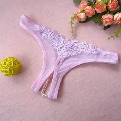 Cotton Blend Womens Sexy Lingerie Crotch Pearl Massaging Thong