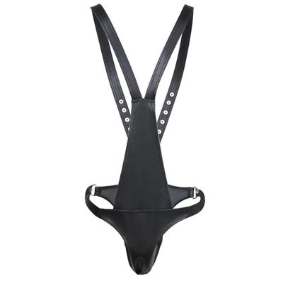 PU leather Black Erotic Bdsm Chastity Panties Sexy Bodysuit