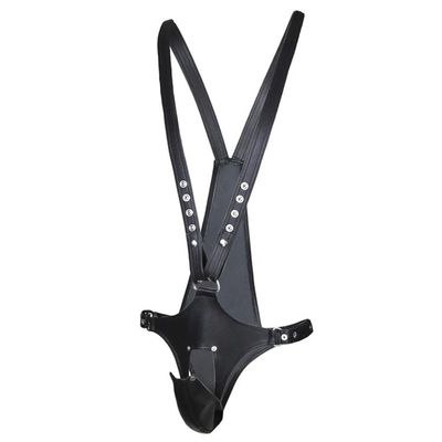 PU leather Black Erotic Bdsm Chastity Panties Sexy Bodysuit