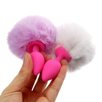 Multicolor Silicone Butt Rabbit Bunny Tail Toy / Anal Sex Toys