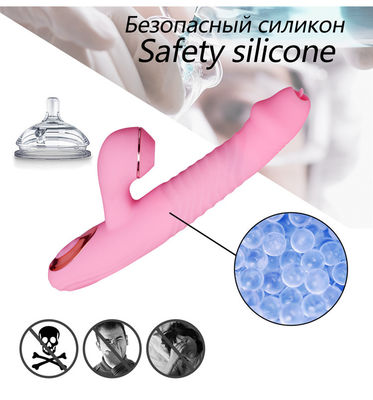 Pink ＜50db Rabbit Vibrator Rabbit Clitoral Stimulator Telescopic Swing Heating