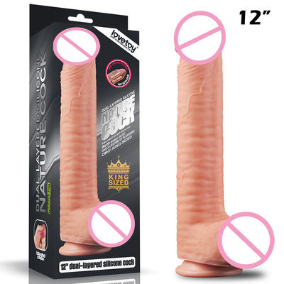 Dual Layer Silicone Dildos 12&quot; Huge Realistic Penis Female Masturbation