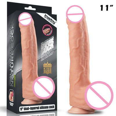 Dual Layer Silicone Dildos 12&quot; Huge Realistic Penis Female Masturbation