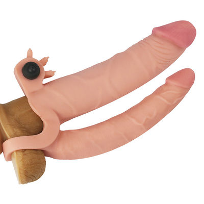 Flesh Mens Sex Toys Vibrating Penis Sleeve Realistic Double Dildo