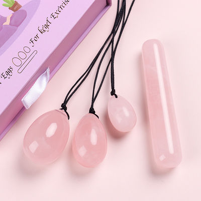 Rose Quartz Yoni Egg Set Womens Sex Toys Natural Stone Crystal Yoni Wand Kegel Ball