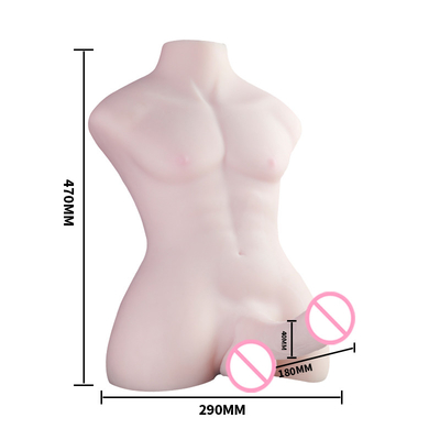 Realistic Silicone Male Half Body Sex Dolls TPE 47x29cm With Big Dildo