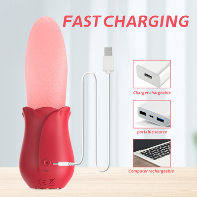 Red G Spot Vibrator With Tongue Licking Nipple Stimulator Vibrator Sex Toys For Women